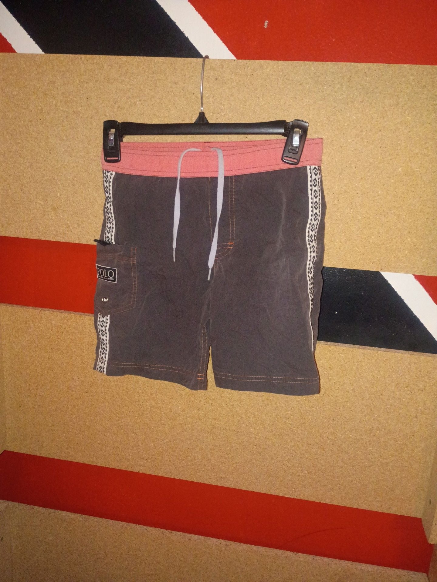 Polo Sport Swim Trunks Size 7 Brown Side Stripe 2