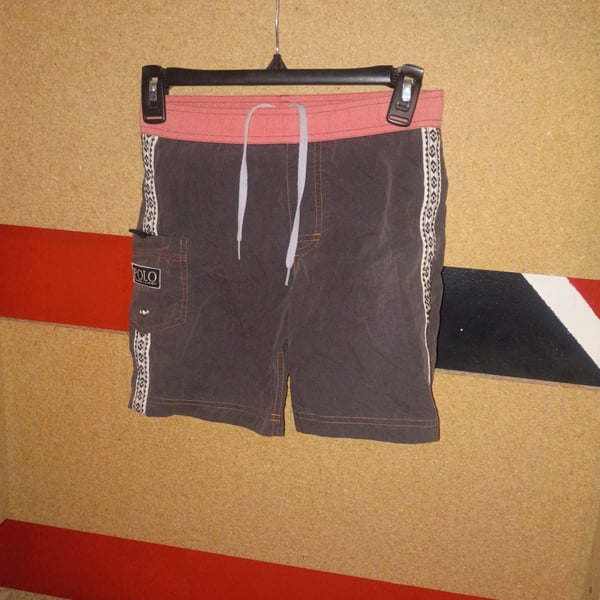 Polo Sport Swim Trunks Size 7 Brown Side Stripe