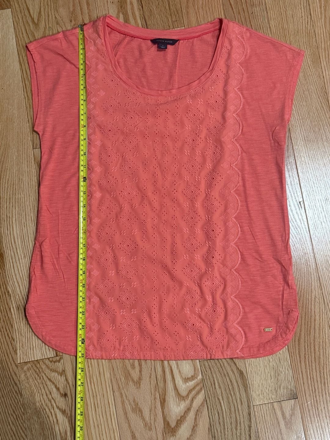 Tommy Hilfiger Women's Sleeveless Eyelet Detail Coral Tank Top 6