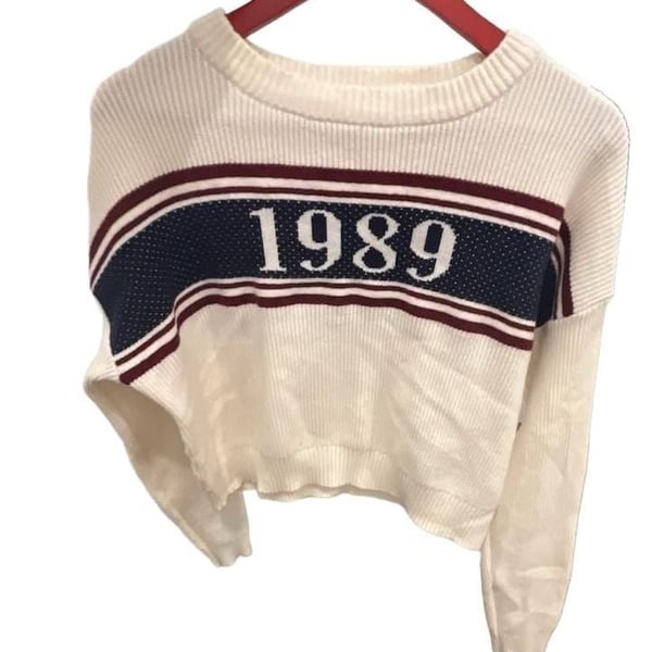 Pink Rose 1989 Knit Sweater Large White Striped Pullover