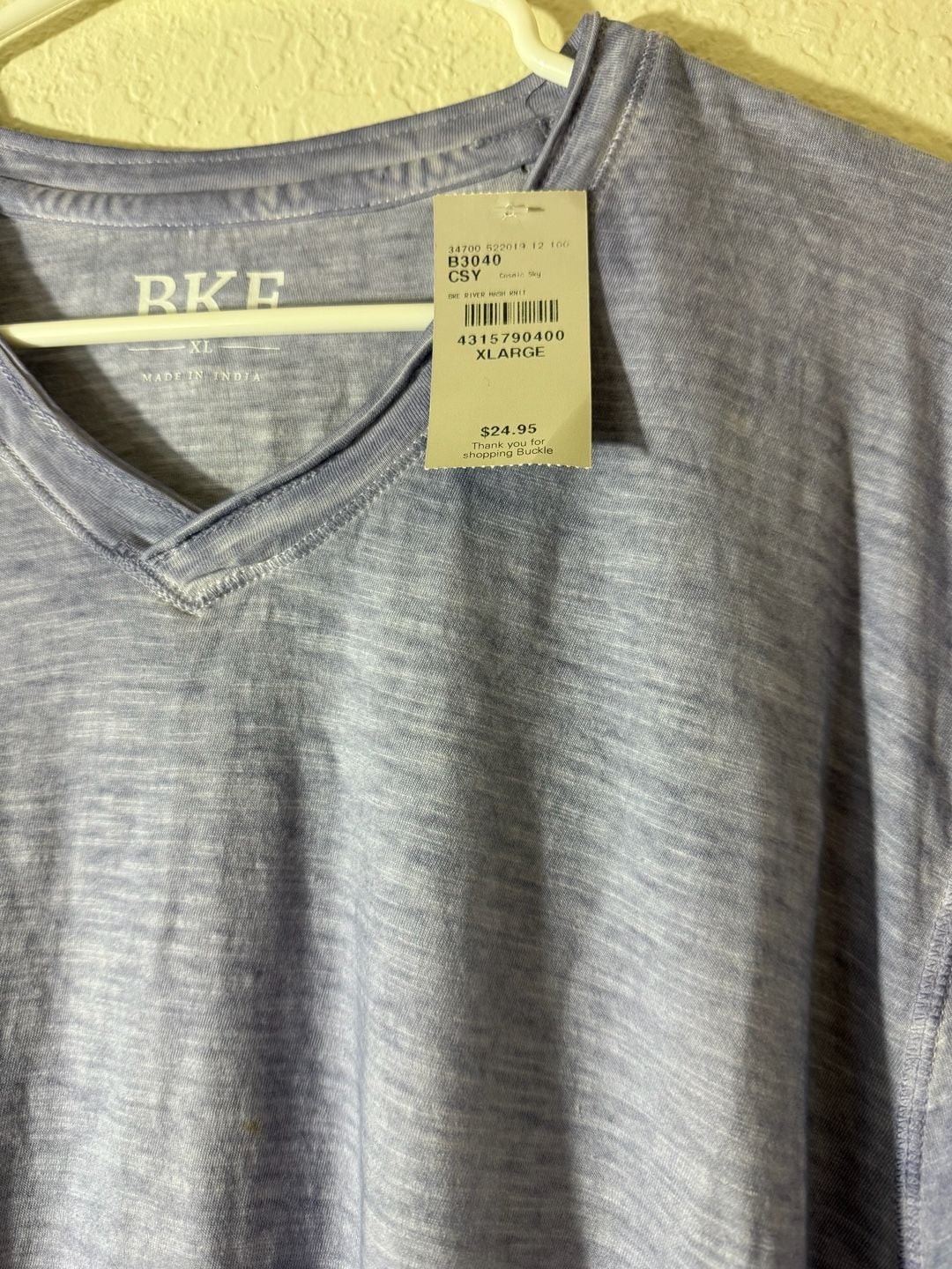 BKE V-Neck T-Shirt Size XL Blue Hash Knit Short Sleeve 4
