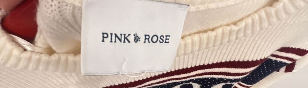 Pink Rose 1989 Knit Sweater Large White Striped Pullover 3