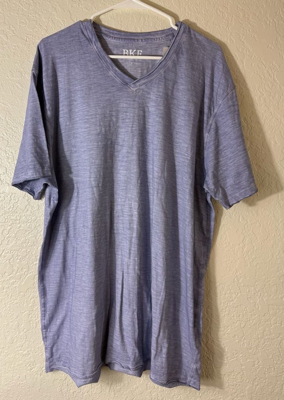 BKE V-Neck T-Shirt Size XL Blue Hash Knit Short Sleeve 2