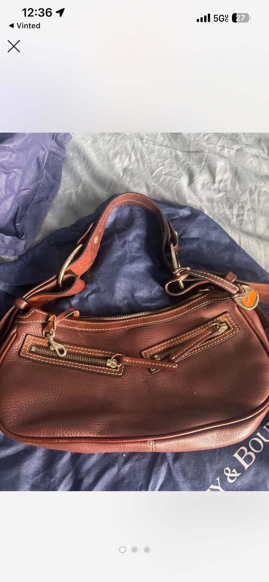 Dooney & Bourke Brown Pebble Leather Small Circle Hobo Shoulder Bag 2