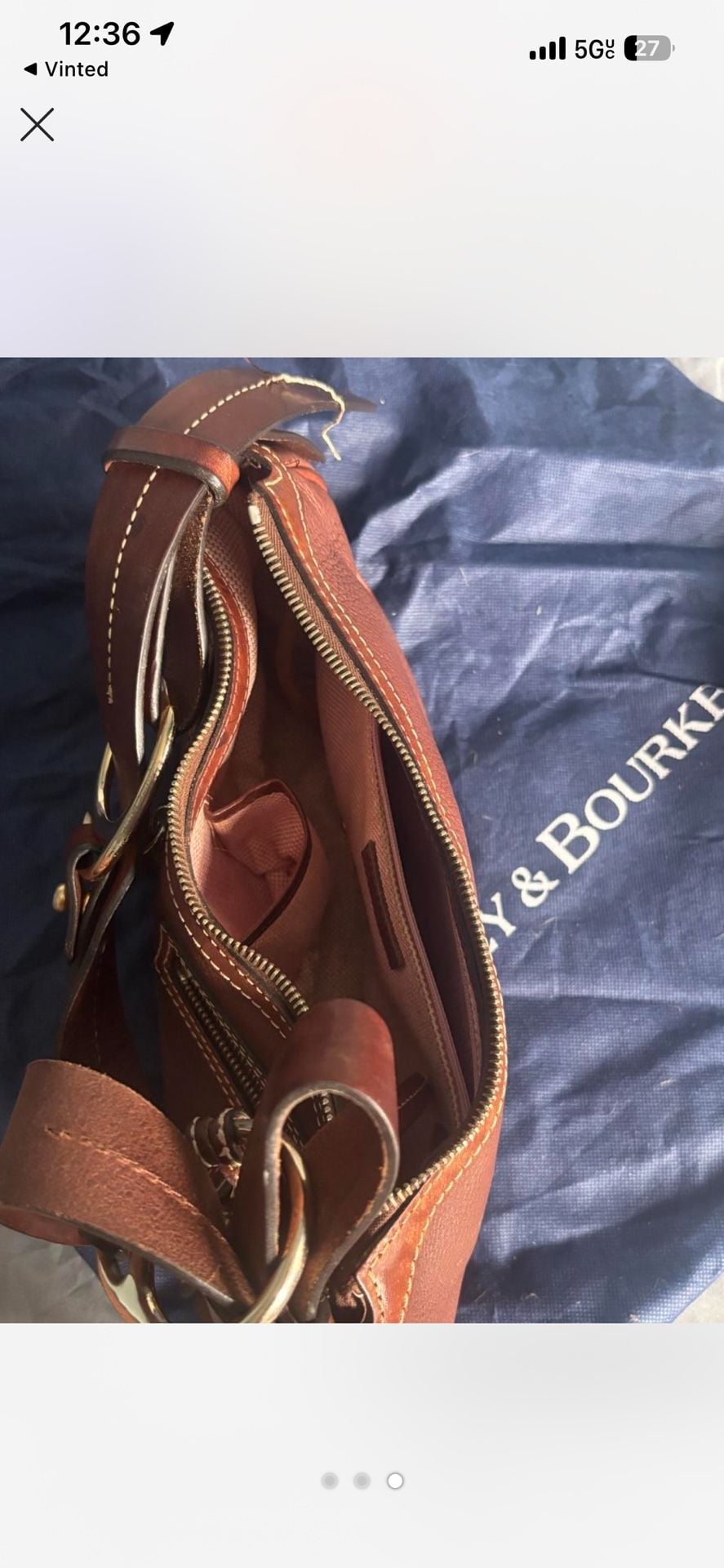 Dooney & Bourke Brown Pebble Leather Small Circle Hobo Shoulder Bag 4