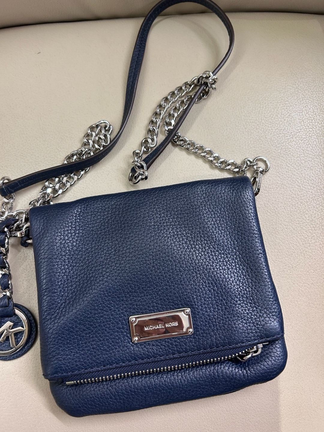 Michael Kors Corinne Navy Leather Messenger Crossbody Bag 2