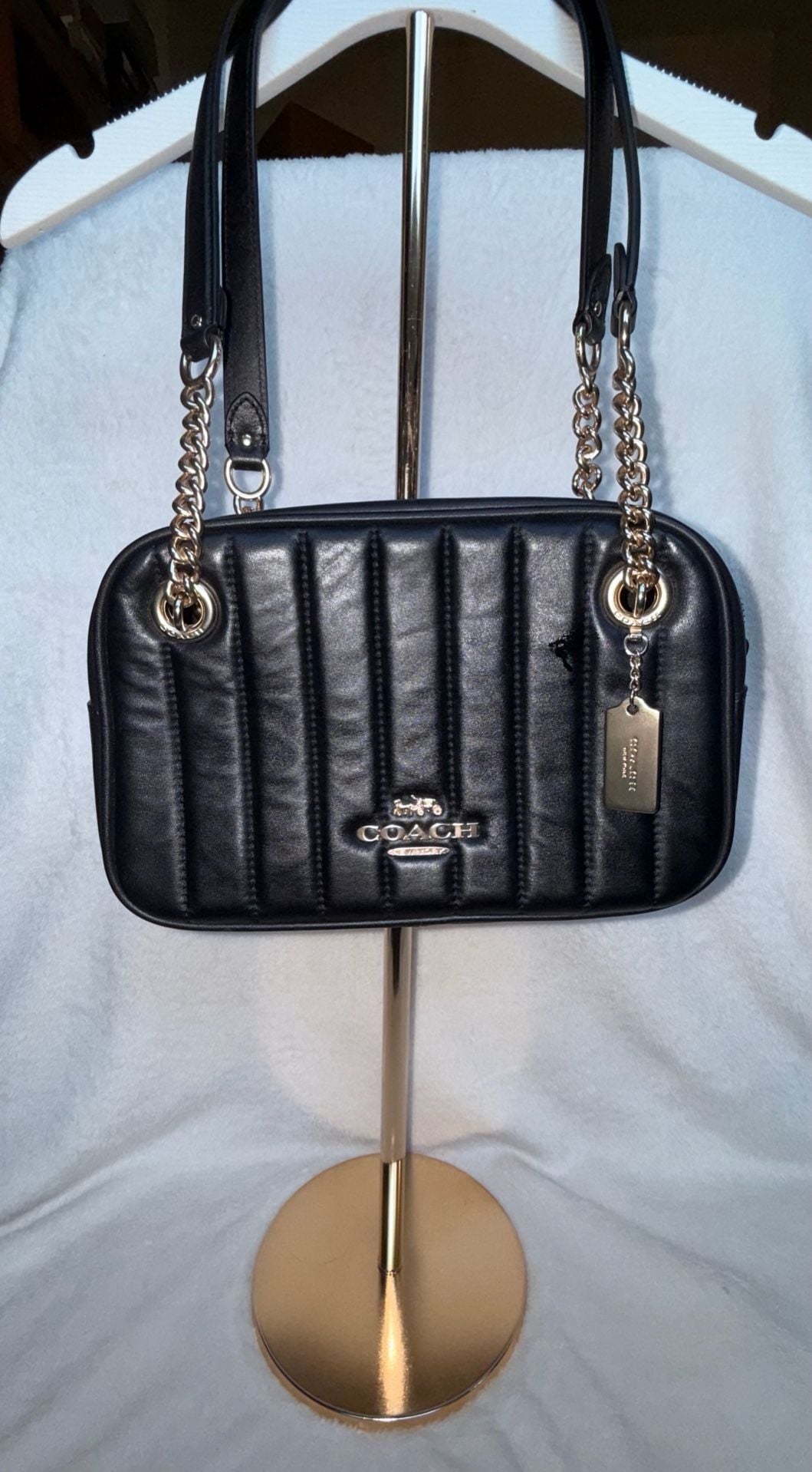 Coach leather puffy crossbody chain bag and 2