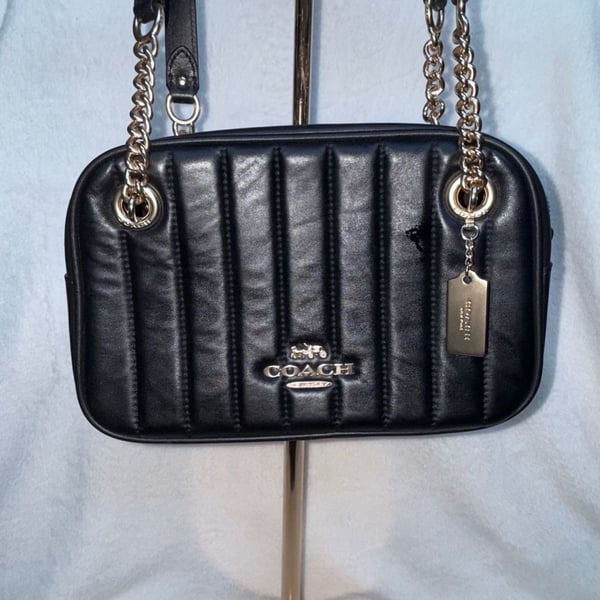 Coach leather puffy crossbody chain bag and