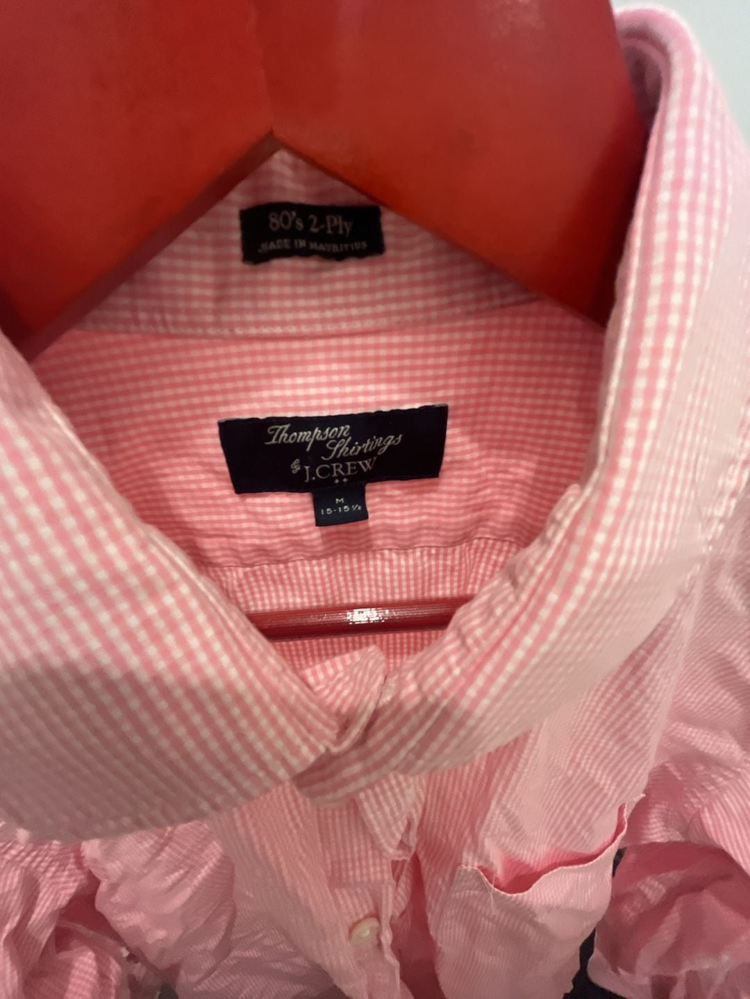 J.Crew Thompson Shirtings Size M 15-15.5 Pink Gingham Shirt 3