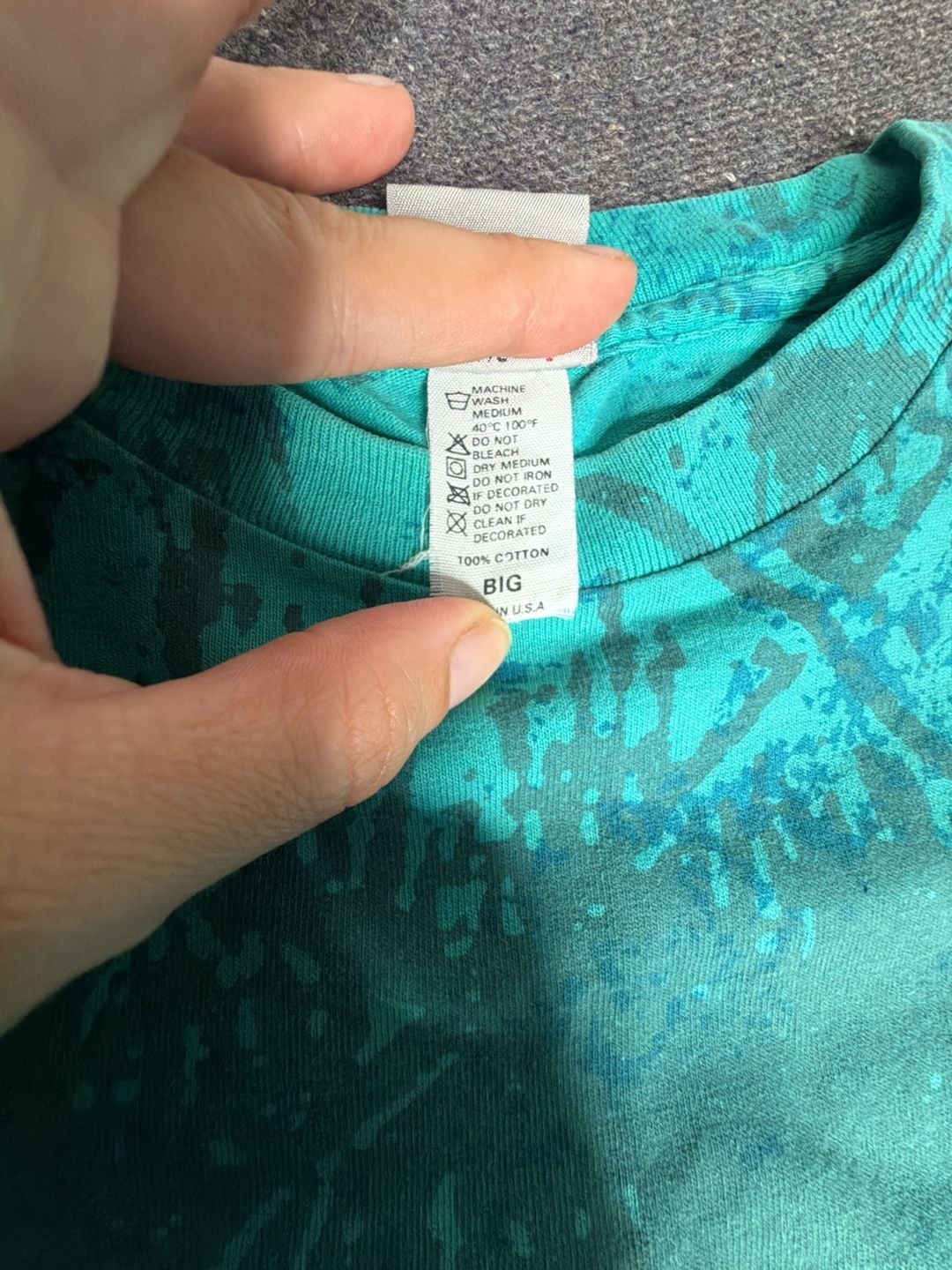 Ocean Pacific T-Shirt Size Big Vintage 1991 Teal All Over Print Graphic 4