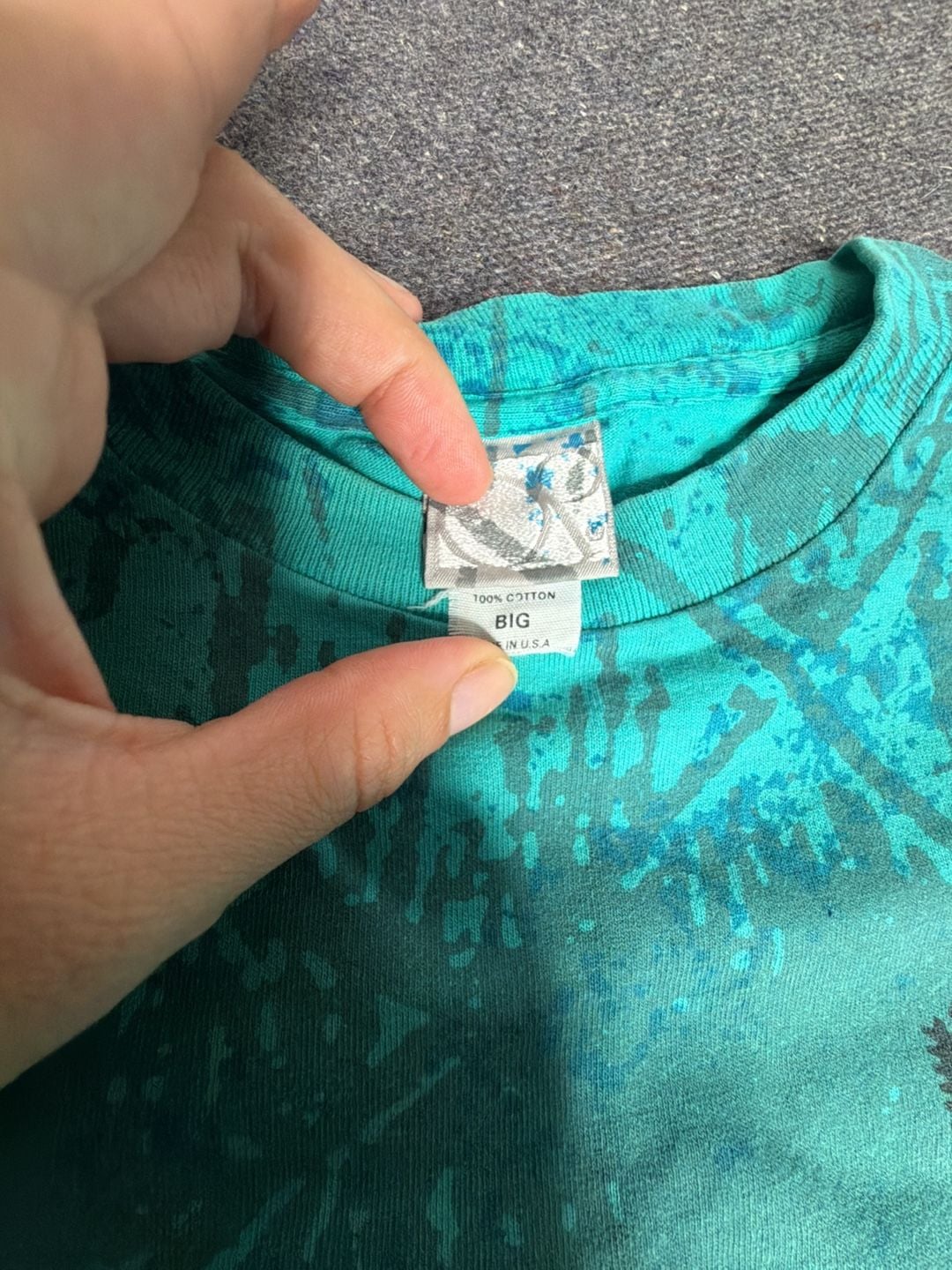 Ocean Pacific T-Shirt Size Big Vintage 1991 Teal All Over Print Graphic 5