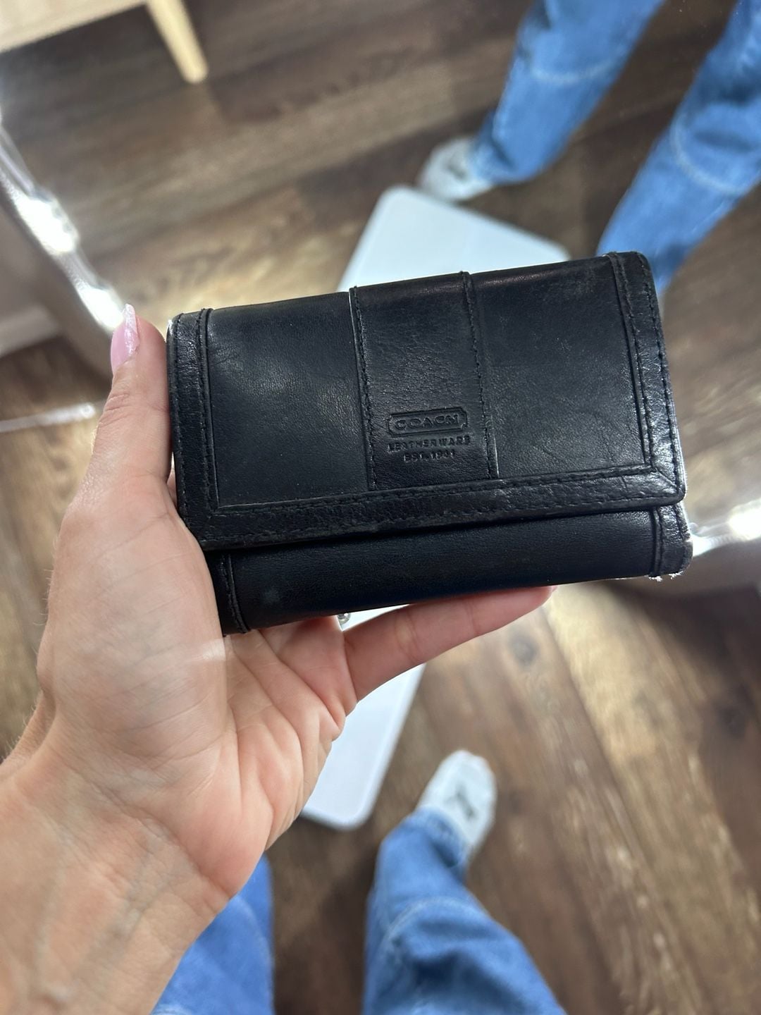 Coach Black Leather Trifold Wallet 1