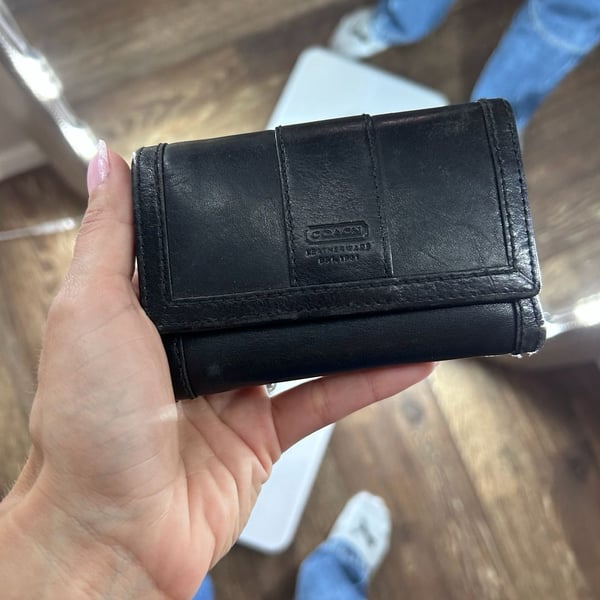 Coach Black Leather Trifold Wallet