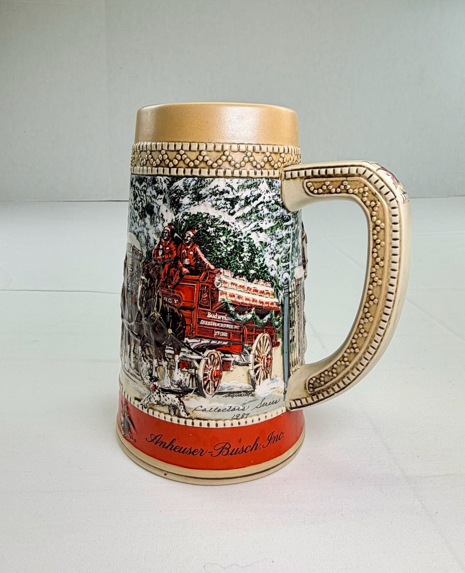 Budweiser 1987 C Series Clydesdale Holiday Beer Stein 9