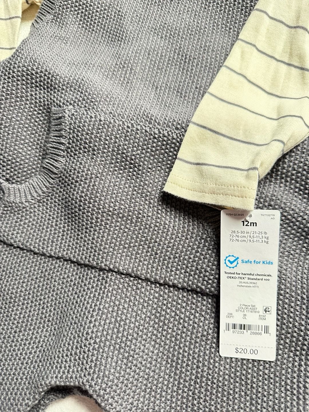 Carter's Knit Overalls and Shirt Set Size 12m Gray Pocket 2-Piece 2