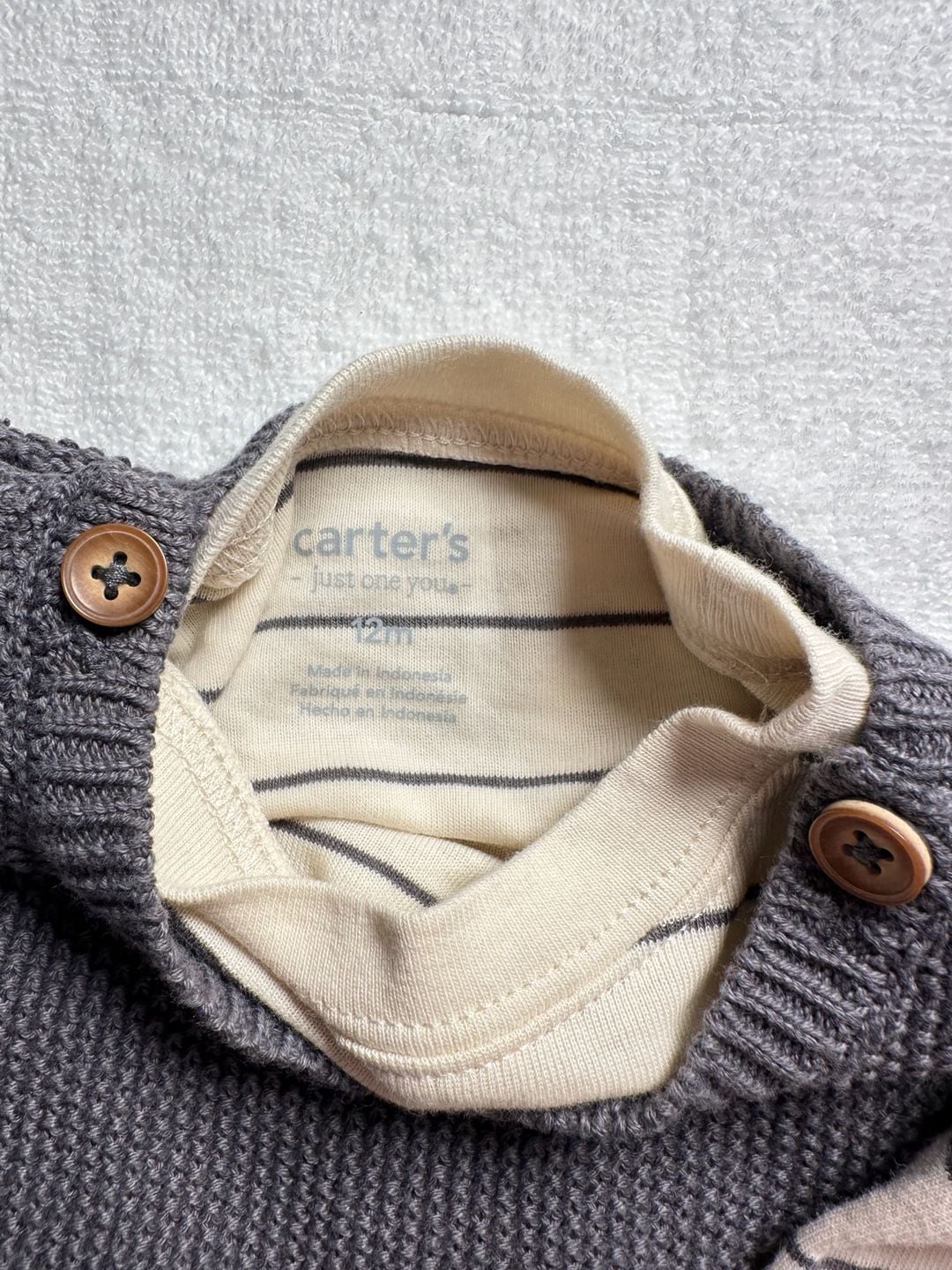 Carter's Knit Overalls and Shirt Set Size 12m Gray Pocket 2-Piece 3