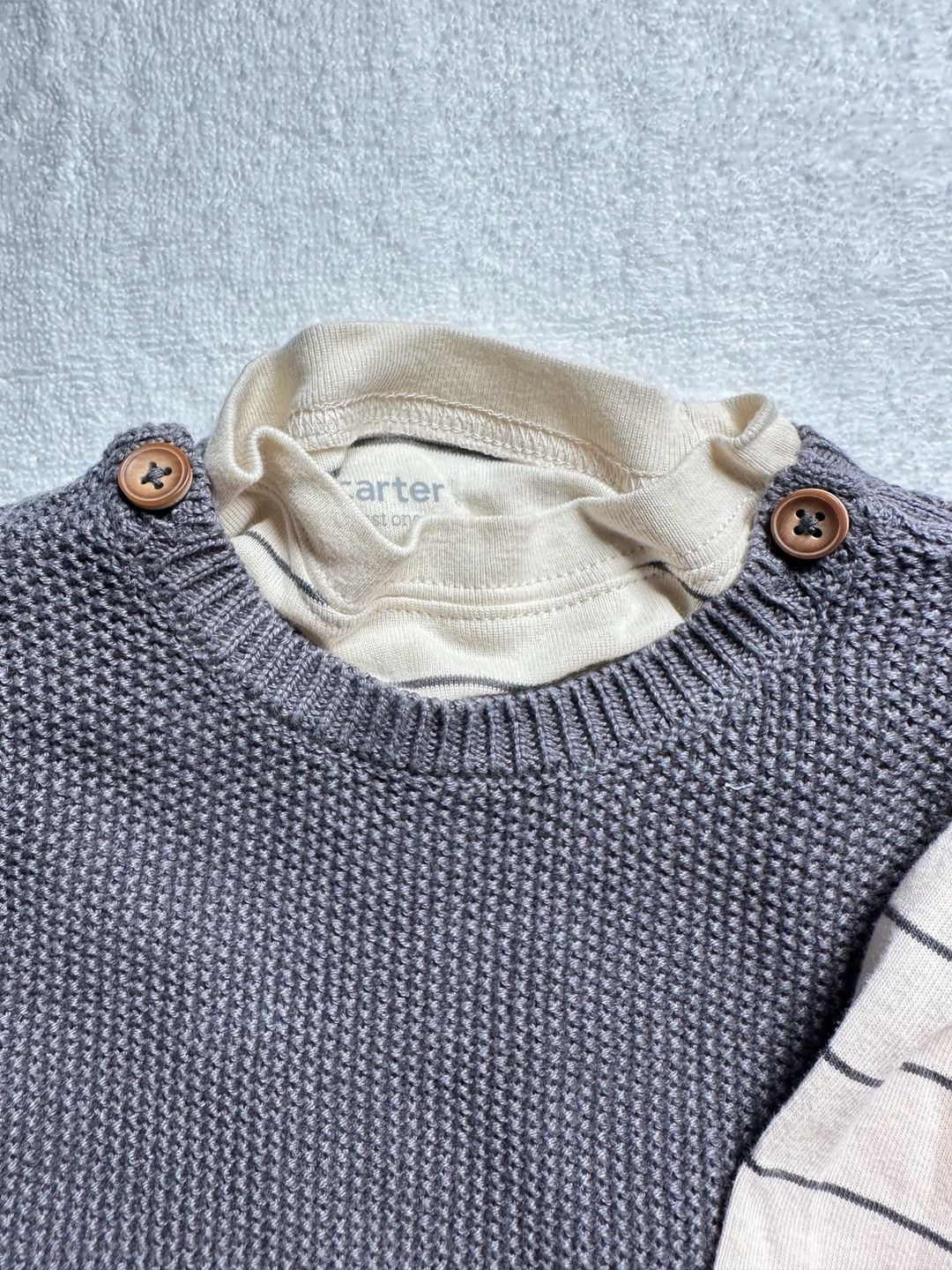 Carter's Knit Overalls and Shirt Set Size 12m Gray Pocket 2-Piece 4