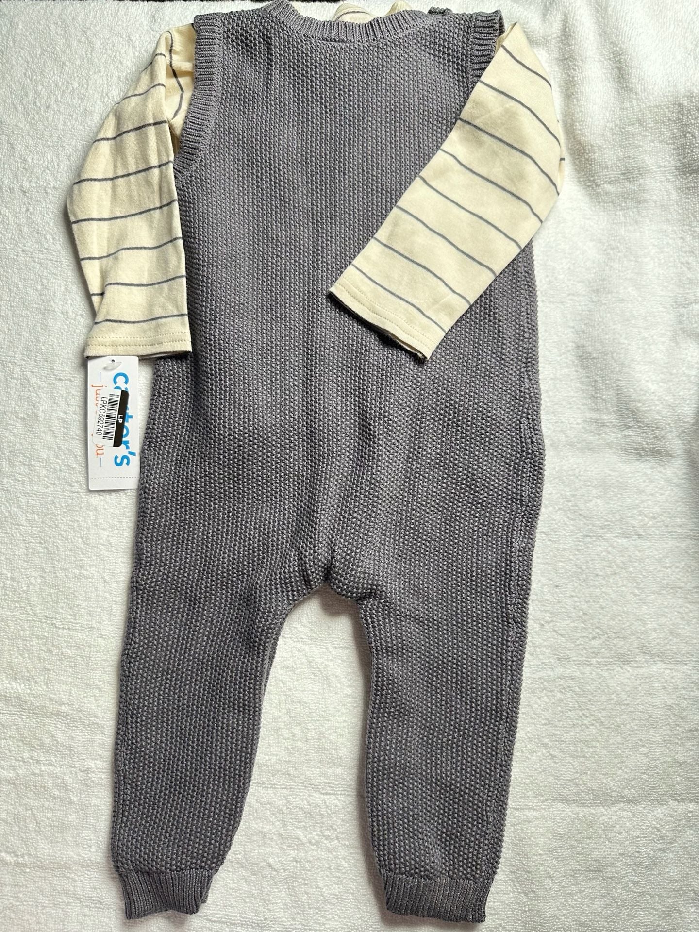 Carter's Knit Overalls and Shirt Set Size 12m Gray Pocket 2-Piece 5
