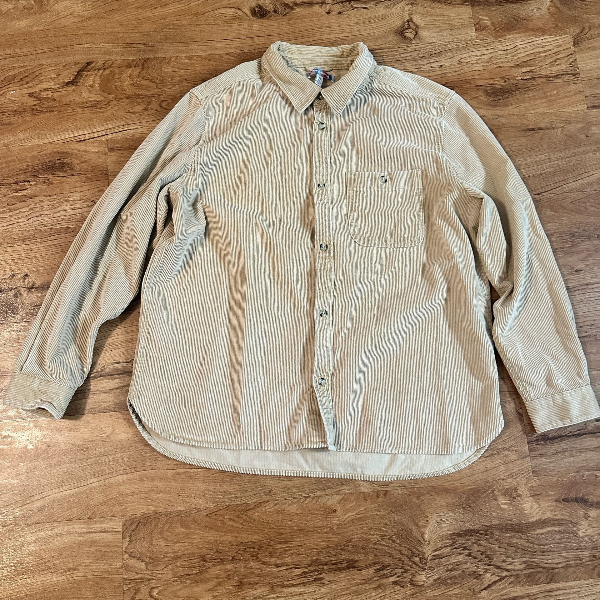 Urban Outfitters Corduroy Button-Up Shirt Size XL Khaki 2