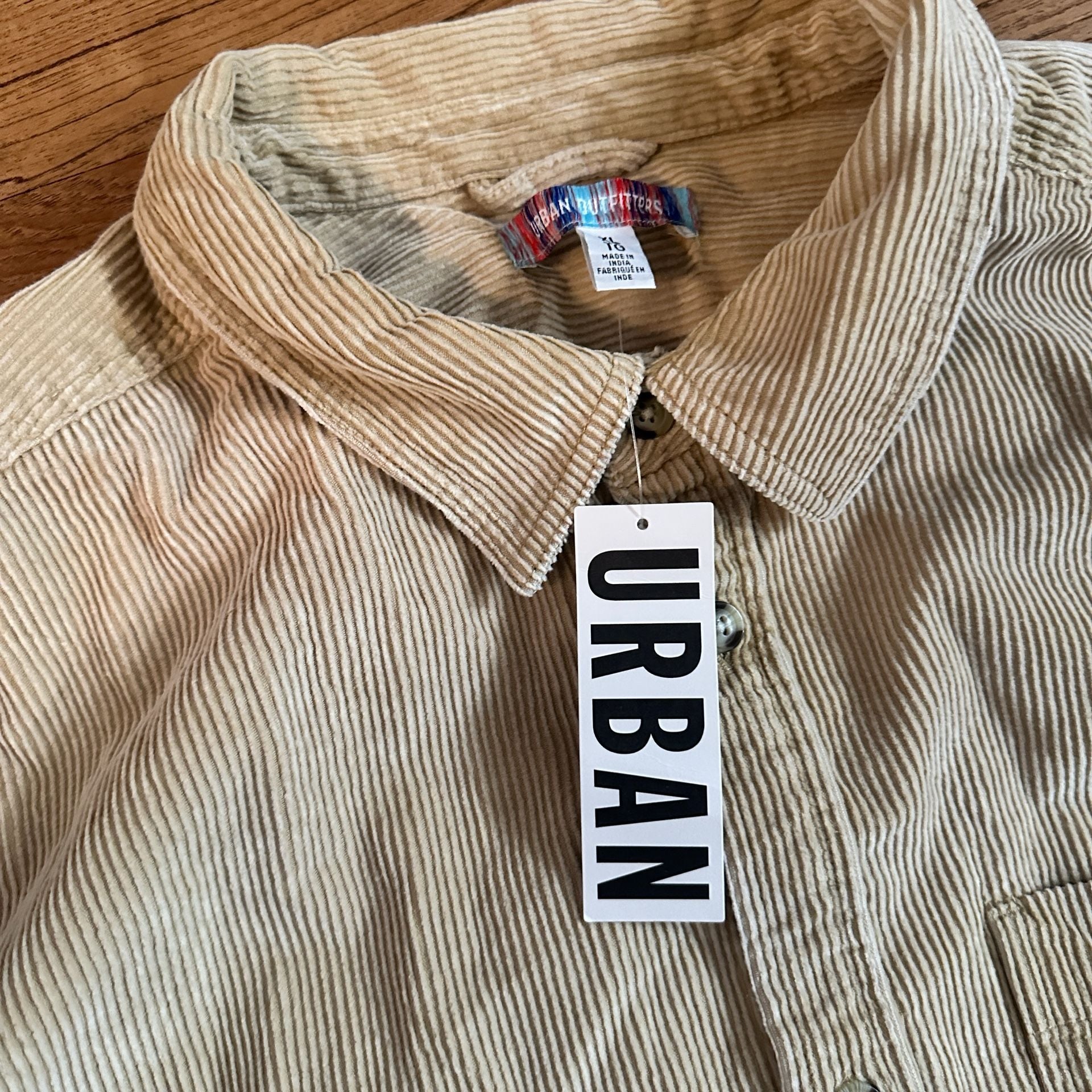Urban Outfitters Corduroy Button-Up Shirt Size XL Khaki 4