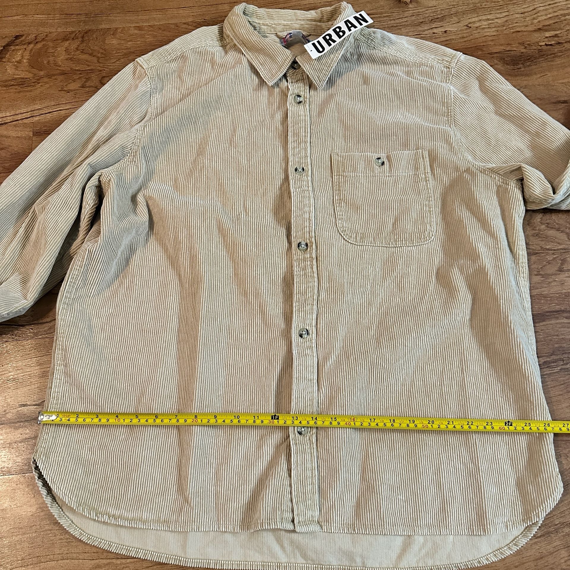 Urban Outfitters Corduroy Button-Up Shirt Size XL Khaki 6