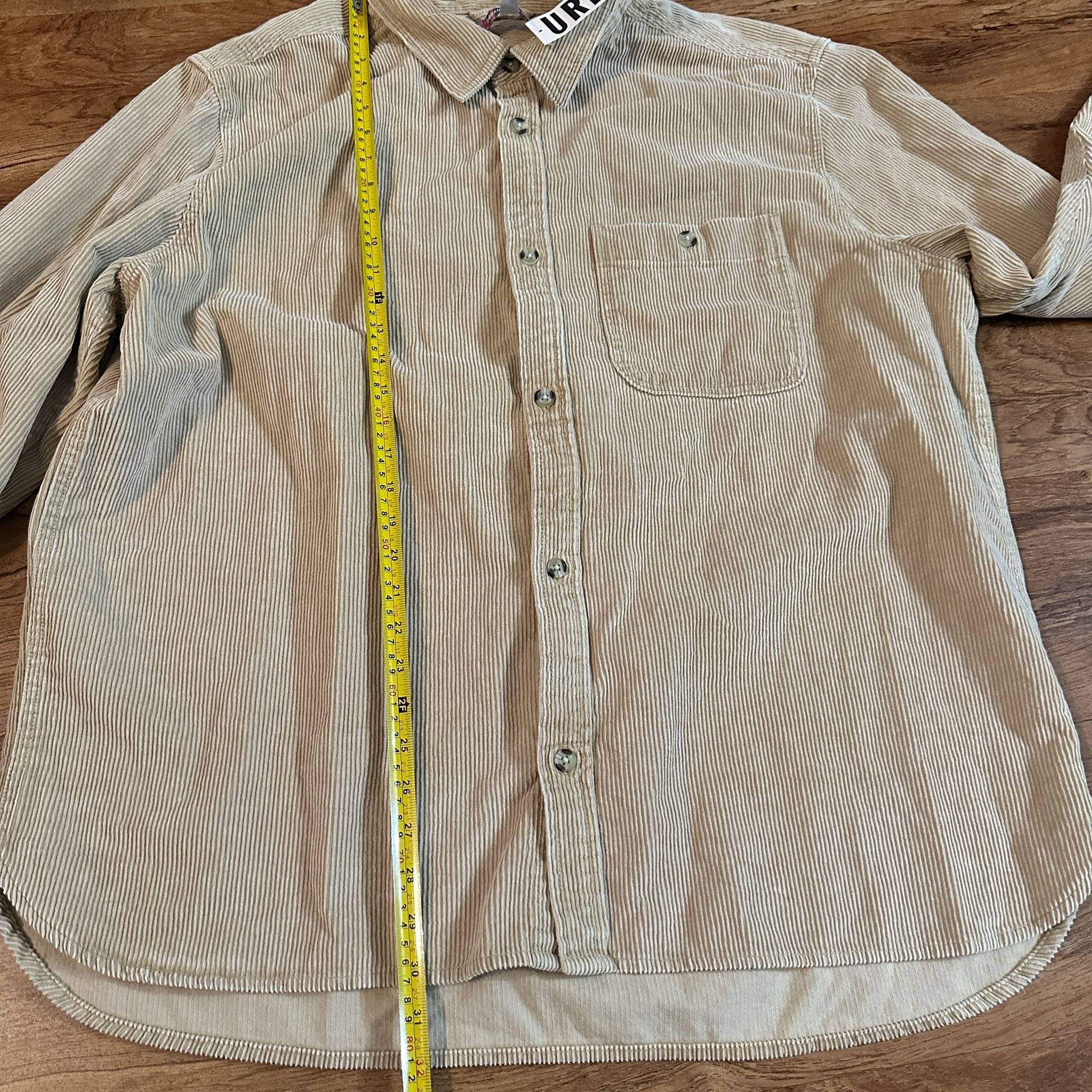 Urban Outfitters Corduroy Button-Up Shirt Size XL Khaki 7