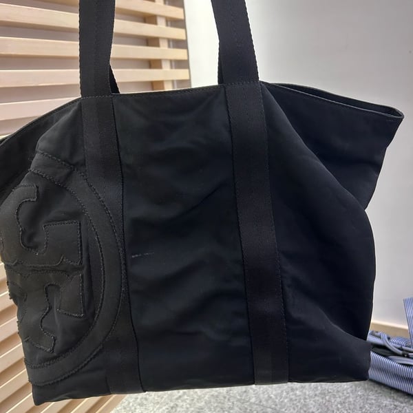 Tory Burch Black Nylon Logo Tote Bag