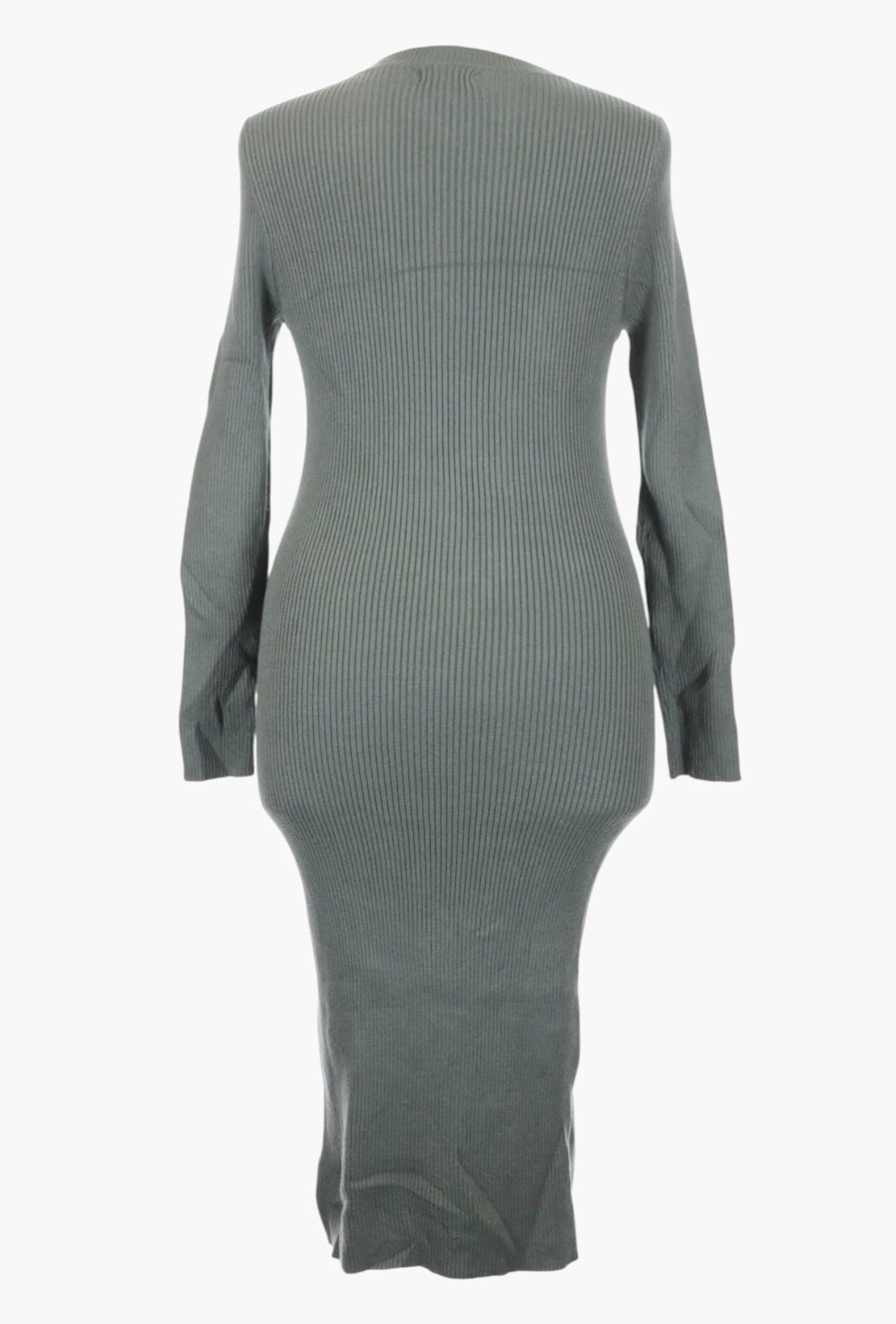 Nine West Sweater Dress Size XL Green Ribbed Long Sleeve Midi 3