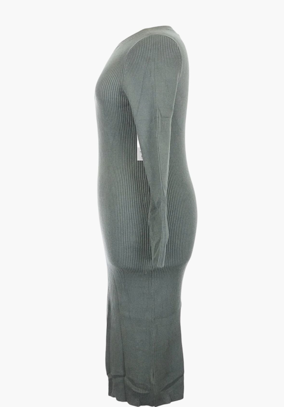 Nine West Sweater Dress Size XL Green Ribbed Long Sleeve Midi 4