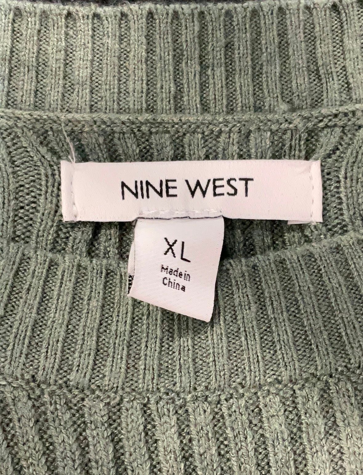 Nine West Sweater Dress Size XL Green Ribbed Long Sleeve Midi 5