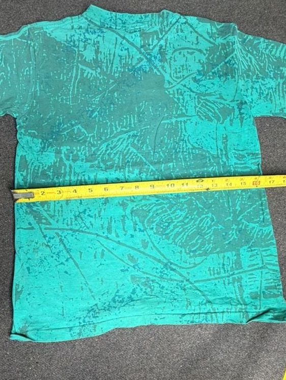Ocean Pacific T-Shirt Size Big Vintage 1991 Teal All Over Print Graphic 9