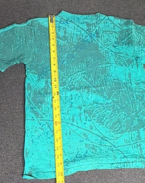 Ocean Pacific T-Shirt Size Big Vintage 1991 Teal All Over Print Graphic 8