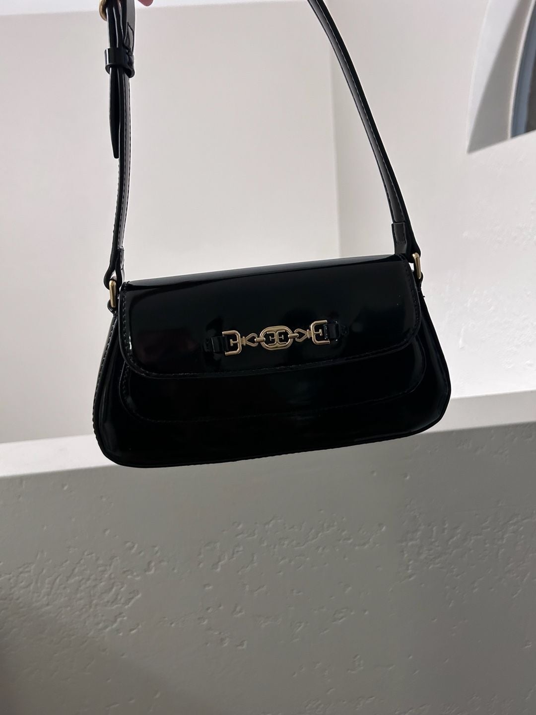 Sam Edelman Loraine Black Patent Leather Shoulder Bag 2