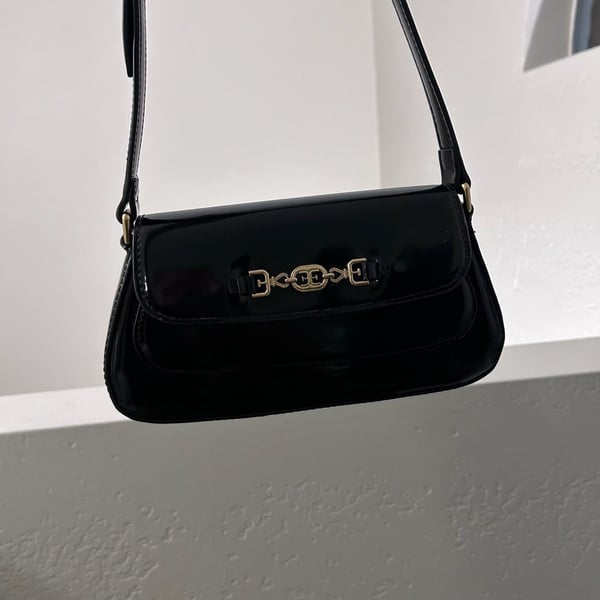 Sam Edelman Loraine Black Patent Leather Shoulder Bag
