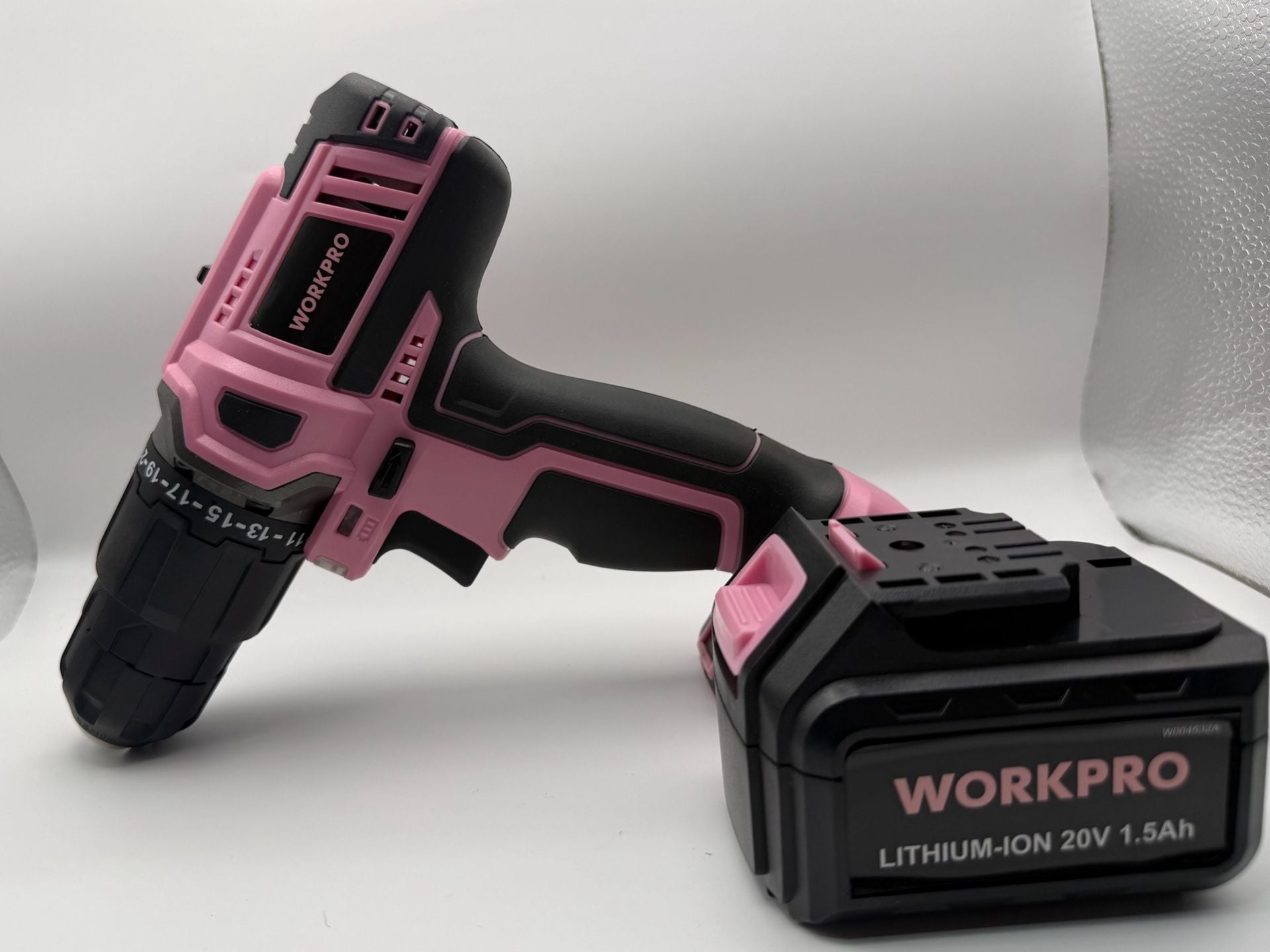 Workpro 20V Cordless Drill Driver Pink with Storage Bag 5