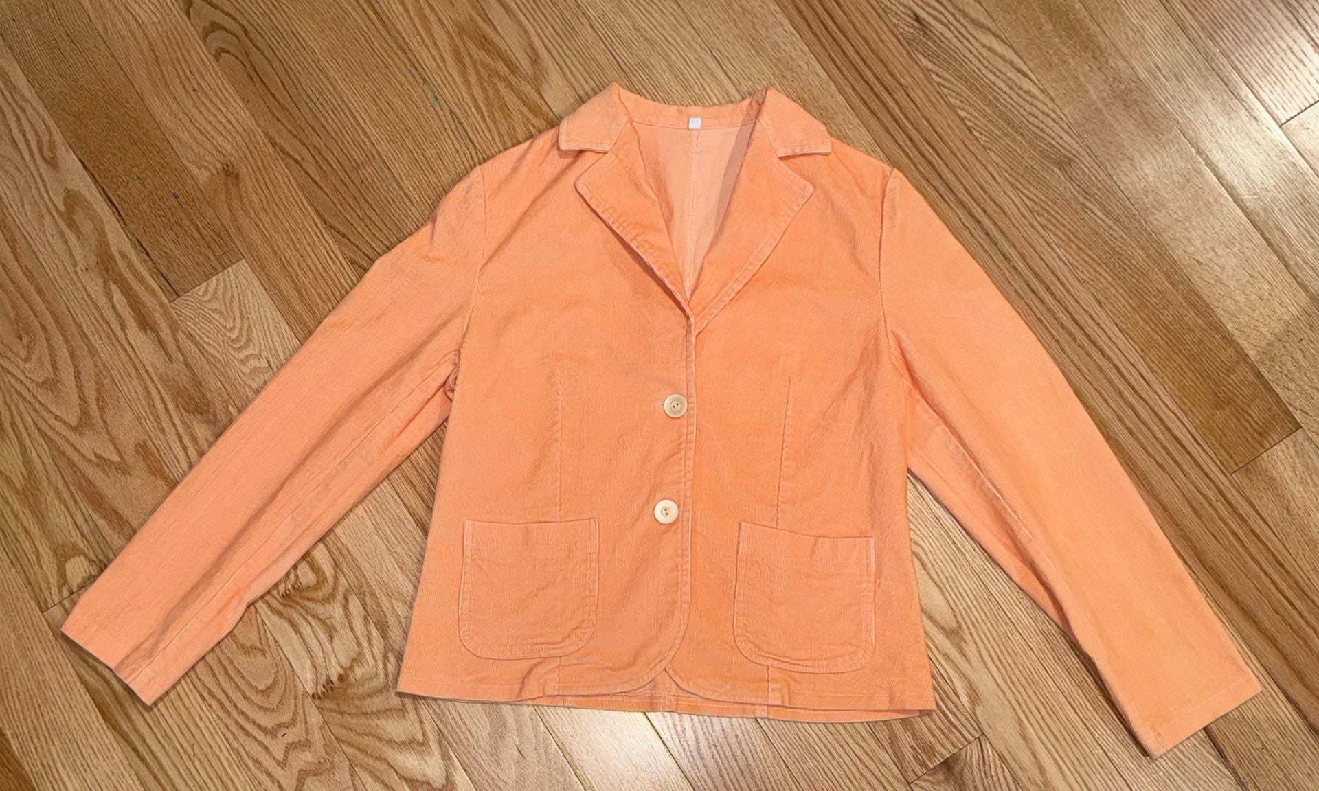 Orange Textured Two-Button Blazer 7