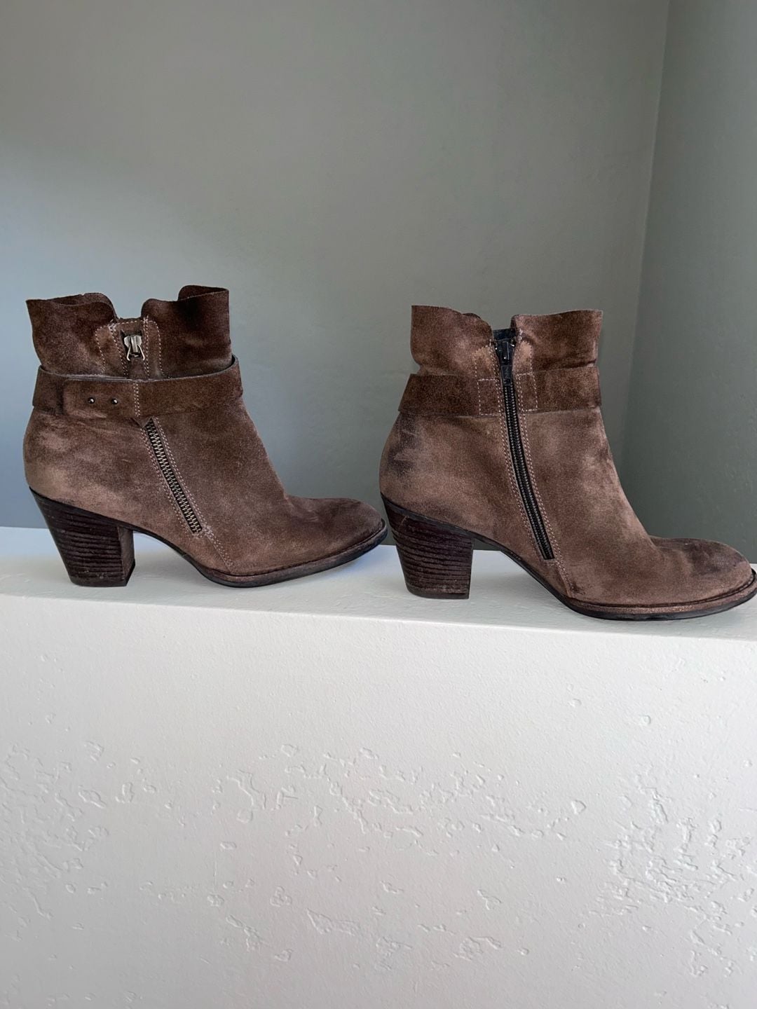 Paul Green Dallas Ankle Boots Size 5 Brown Suede Block Heel Booties 2