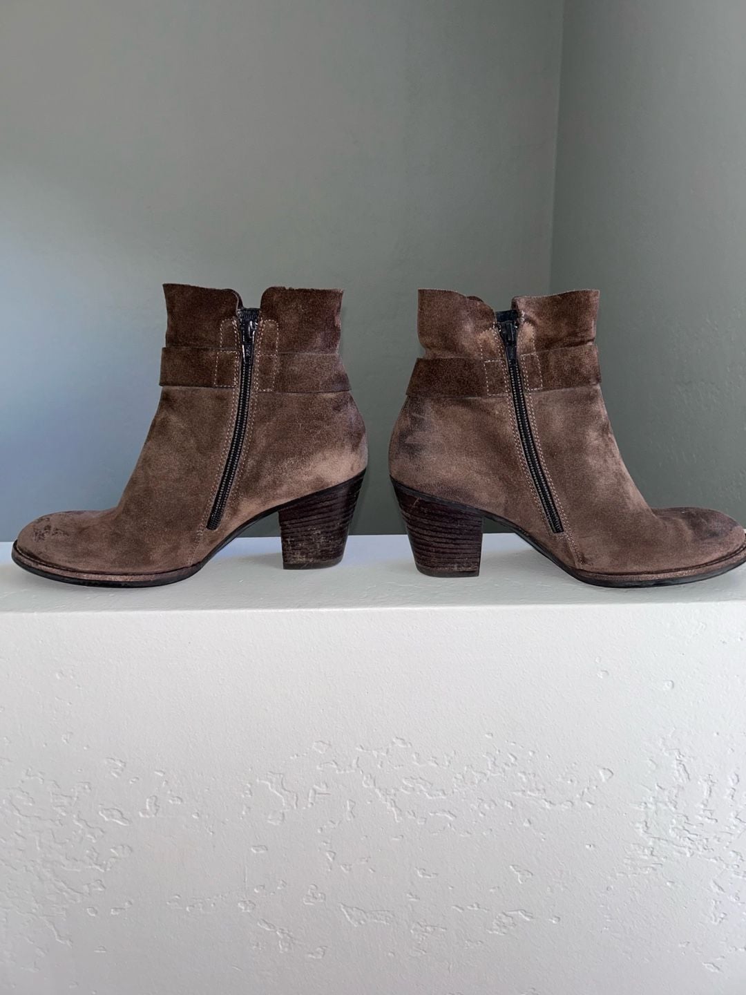 Paul Green Dallas Ankle Boots Size 5 Brown Suede Block Heel Booties 3