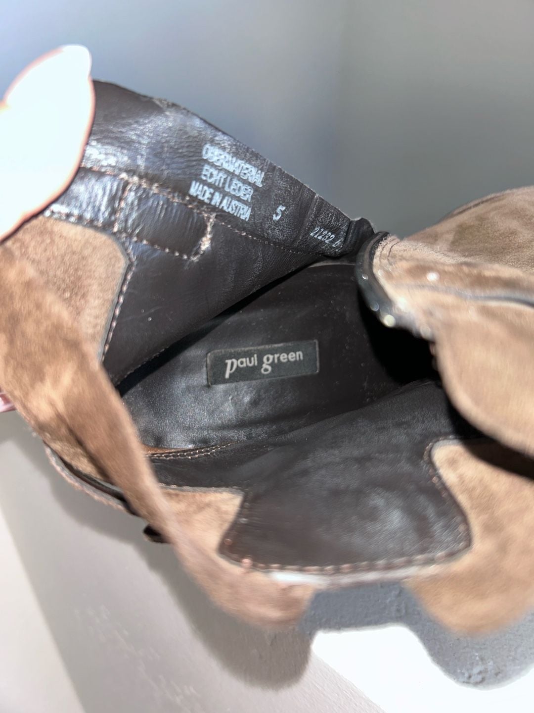 Paul Green Dallas Ankle Boots Size 5 Brown Suede Block Heel Booties 5
