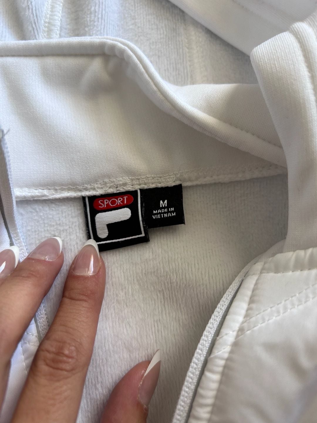 Fila Sport Jacket Size M White Puffer Hoodie Full Zip 3