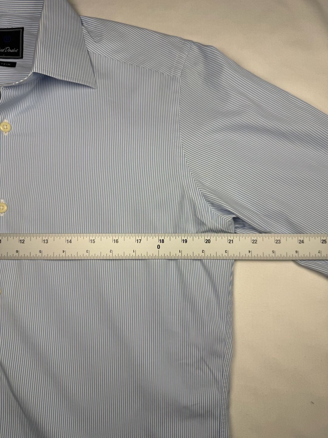 David Donahue Dress Shirt Blue White Striped Cotton Long Sleeve Trim 7