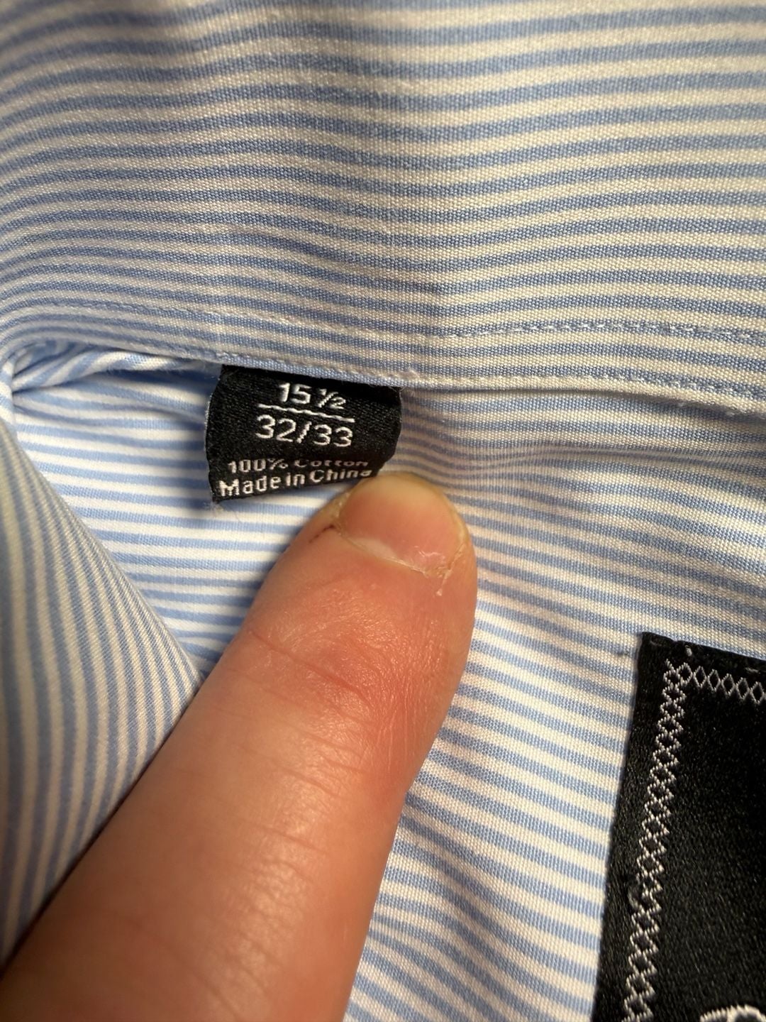 David Donahue Dress Shirt Blue White Striped Cotton Long Sleeve Trim 10