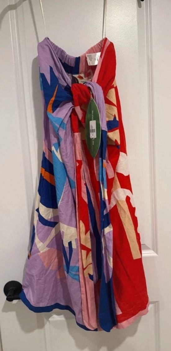 Farm Rio Brasil Bahia Scarves Linen Midi Skirt Multi Colorful 15