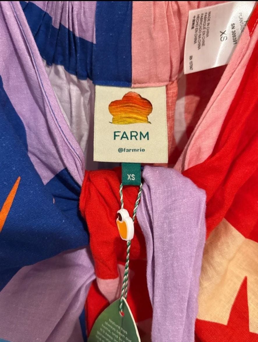 Farm Rio Brasil Bahia Scarves Linen Midi Skirt Multi Colorful 13