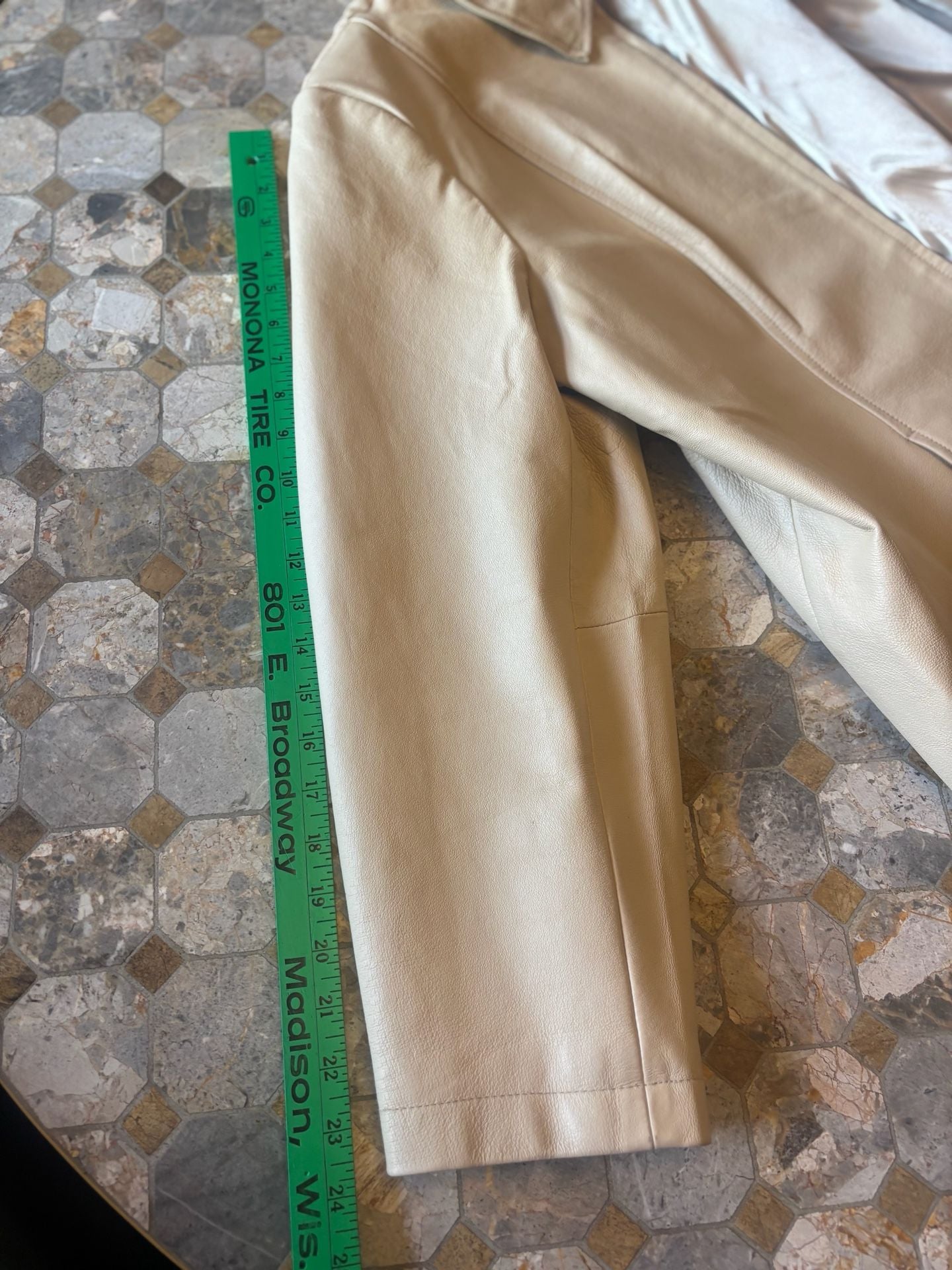 Dialogue Leather Jacket Size 1X Cream Zip Front 8