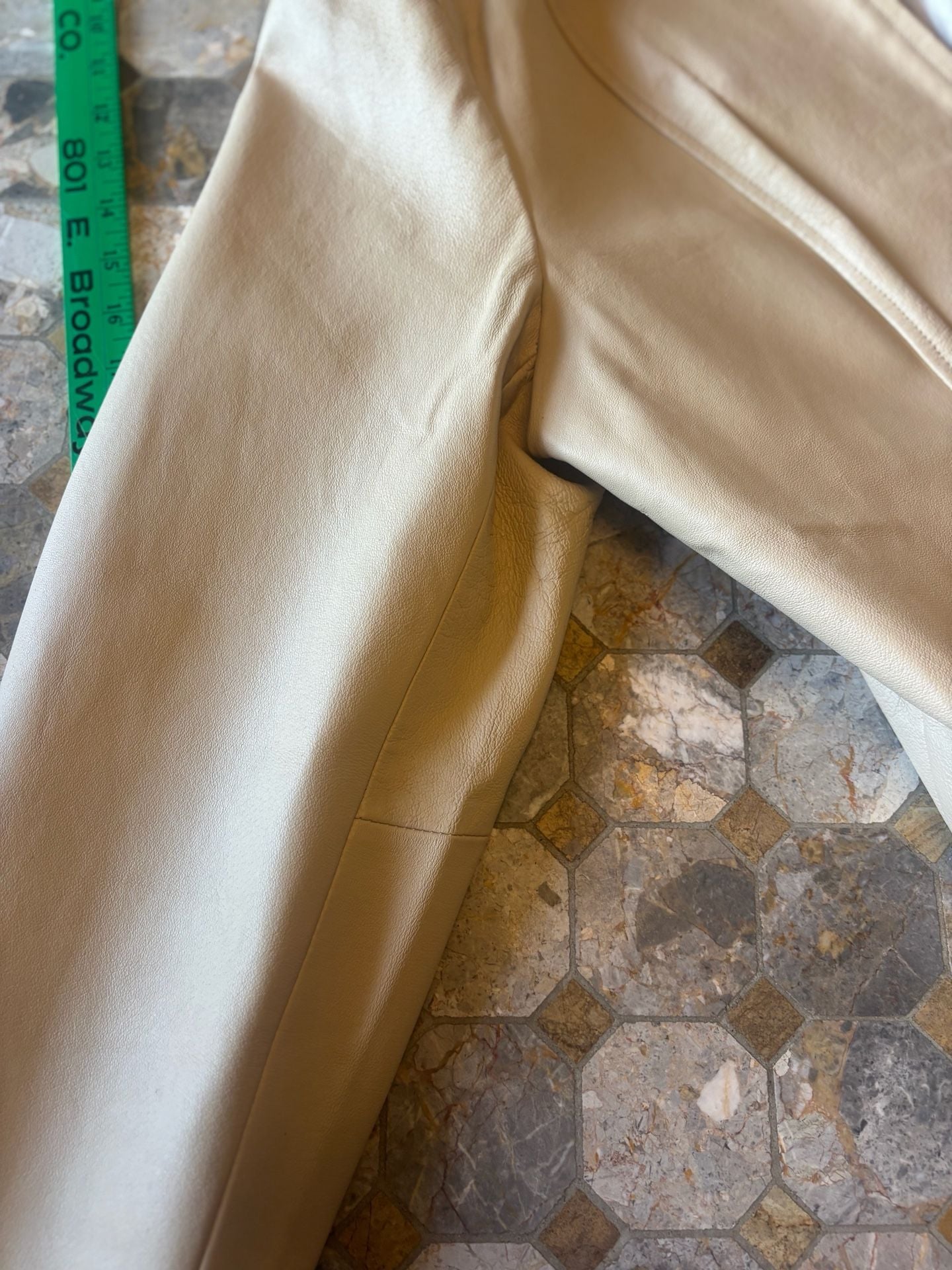 Dialogue Leather Jacket Size 1X Cream Zip Front 9
