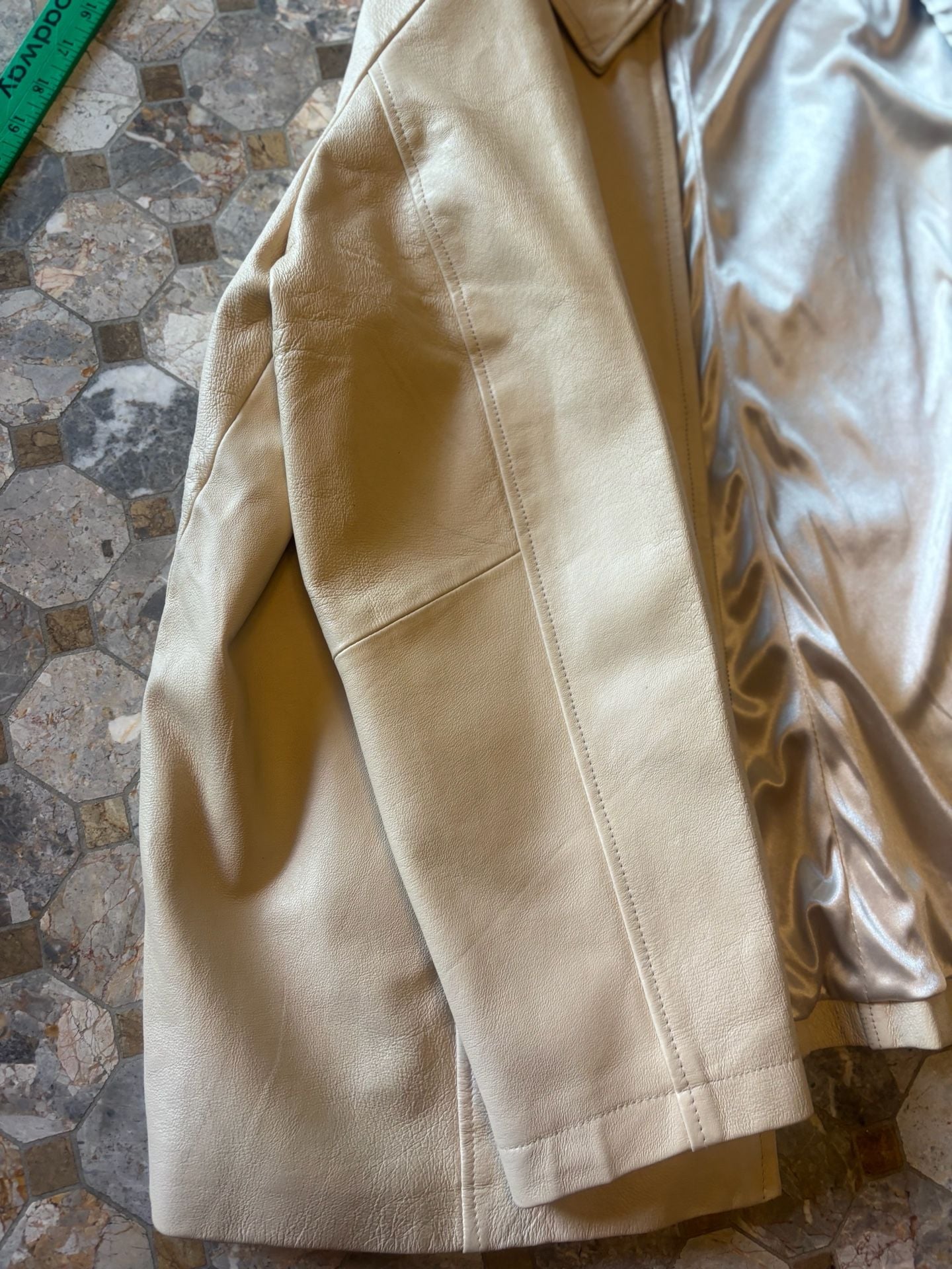 Dialogue Leather Jacket Size 1X Cream Zip Front 10