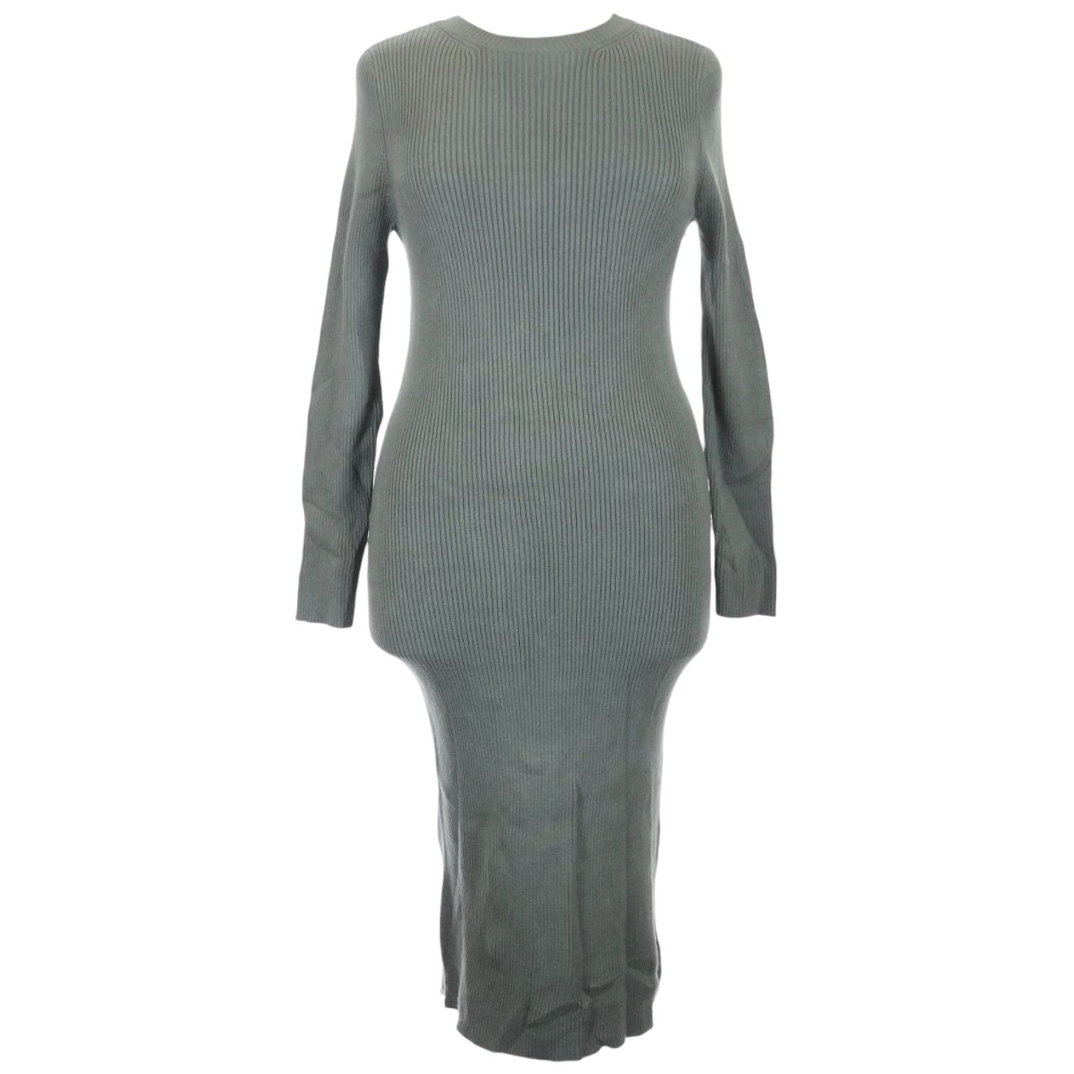 Nine West Sweater Dress Size XL Green Ribbed Long Sleeve Midi 2