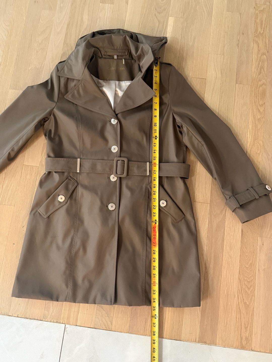 Calvin Klein Womens Mocha Brown Belted Trench Coat 7