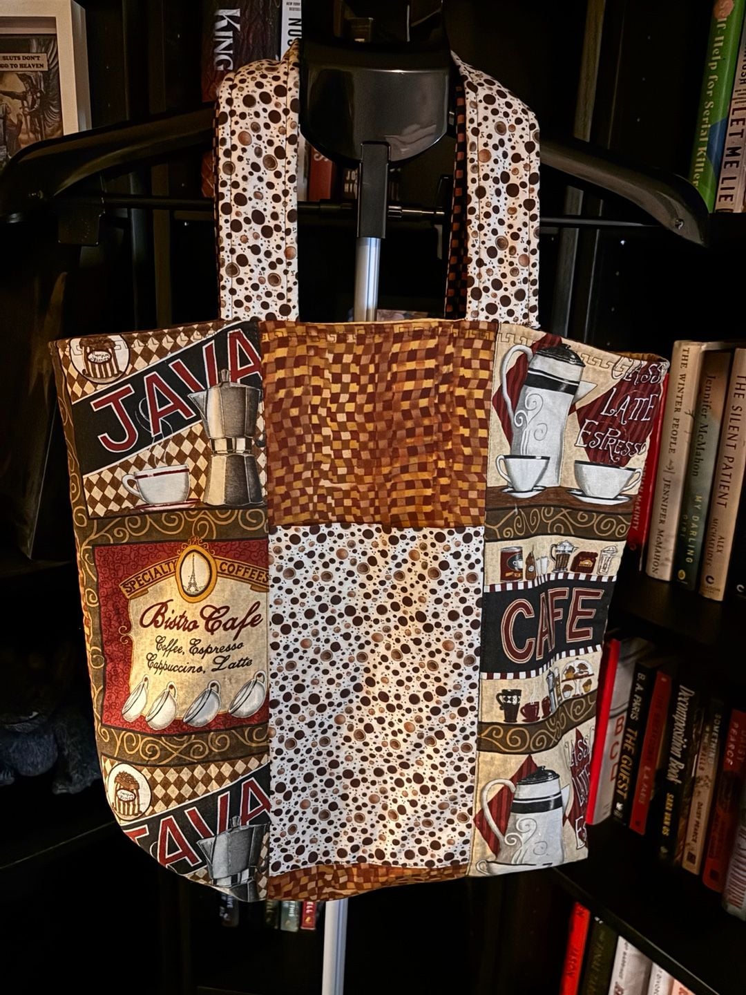 Cozy café reversible patchwork tote 4